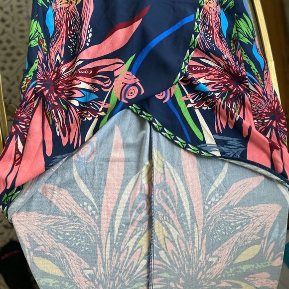 High Low Colorful Spring Summer Dress with Design, wrap waist and lined inside - Picture 6 of 8